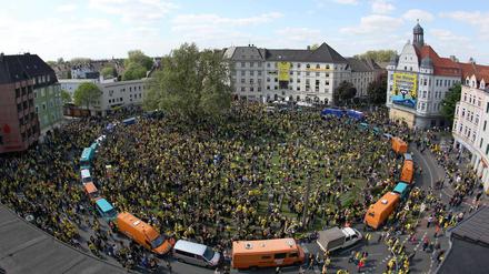 Der Dortmunder Borsigplatz, Feierhort der Borussen-Fans.