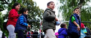 Syrische Flüchtlingskinder, die gerade in Celle (Niedersachsen) ankommen.