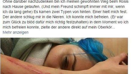Mit diesem Facebook-Post machte die junge Frau auf den Vorfall aufmerksam.