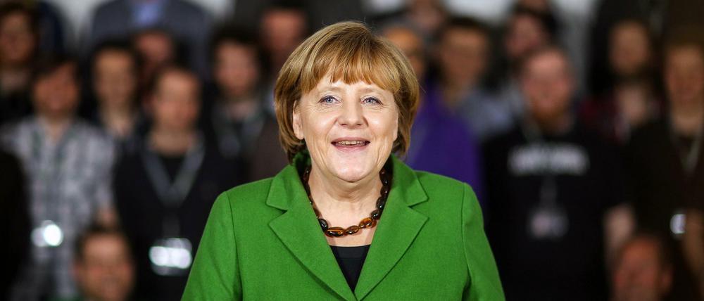 Angela Merkel bei einem Besuch eines Start-up-Unternehmens.