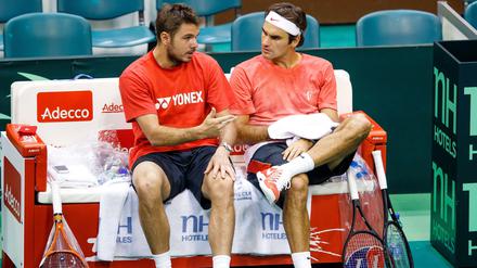 Wer wird im Finale der US Open spielen, Stanislas Wawrinka (links) und Roger Federer?