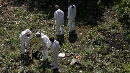 Auf dieser Müllkippe in Mexiko suchen Forensiker am 28. Aoktober 2014 nach Leichen der vermissten 43 Studenten. Nun konnte ein zweites Opfer identifiziert werden. 
