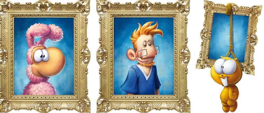 Prominentes Trio: Die drei Zeichner auf dem Ausstellungsplakat.