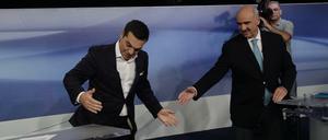 Syriza-Chef Alexis Tsipras und der konservative Oppositionsführer Evangelos Meimarakis bei der Fernsehdebatte am Montagabend.