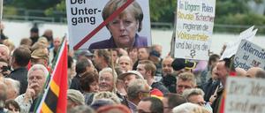Pegida-Demo in Dresden. Die Teilnehmer fühlen sich von den gesellschaftlichen Eliten schlecht repräsentiert. Gut gebildete Männer dominieren. 