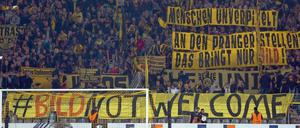 Bild not welcome. Dortmunder Fanprotest am Donnerstag.