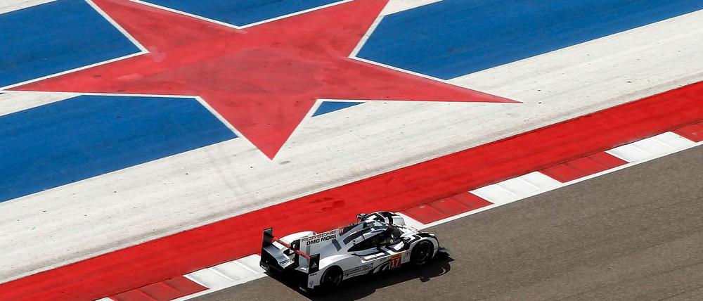 Das Siegerauto des Porsche-Teams Webber/Bernhard/Hardley beim Rennin in Austin/Texas.