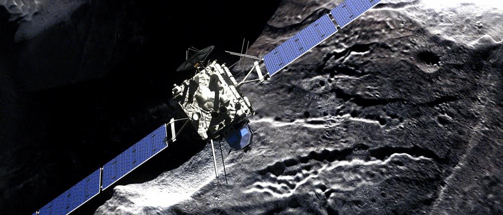 Die Raumsonde Rosetta beobachtet den Kometen 67P/Tschurjumow-Gerassimenko ("Tschuri"), der sich durch die zunehmende, im Tagesrhythmus wechselnde Sonneneinstrahlung verändert.