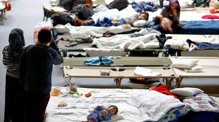 Feldbetten in der Turnhalle - ganz so soll es in den "Erstunterbringungseinrichtungen" nicht aussehen. Aber drangvolle Enge wird auch dort herrschen. Zehn bis 20 Prozent der Asylbewerber, schätzt Pro Asyl, könnten auch privat Unterschlupf finden.