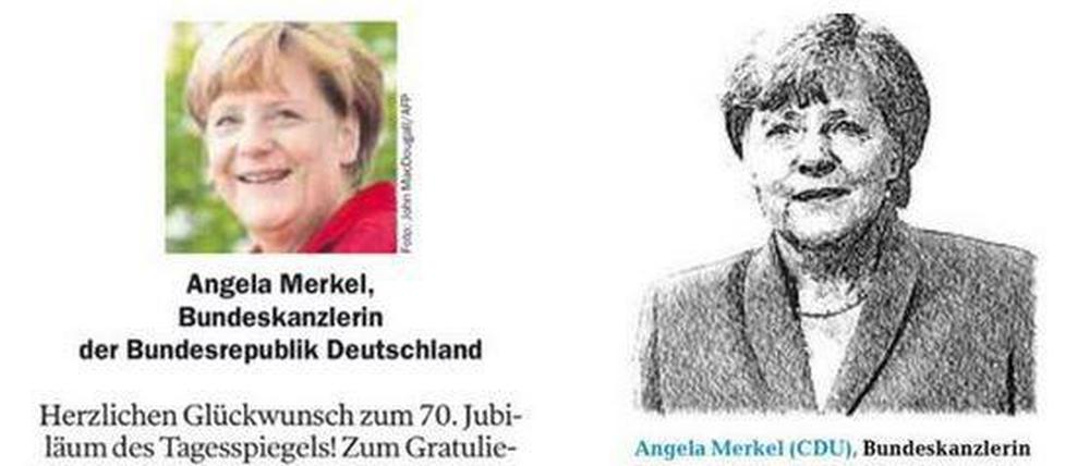 Angela Merkel gratuliert dem Tagesspiegel zum 70. und dem Weser-Kurier auch.