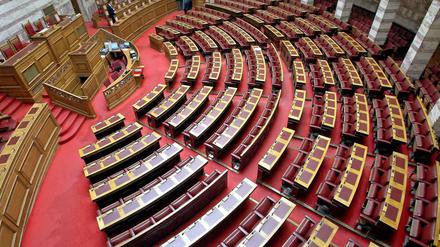 Blick in das griechische Parlament. Nach den Neuwahlen herrscht in Griechenland Katerstimmung.