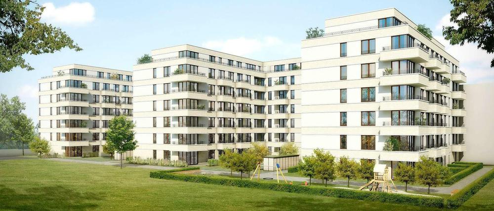 So stellen sich die Architekten die Wohnhäuser an der Brandenburgischen, Ecke Konstanzer Straße vor.
