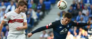 Ausgleich in allerletzter Sekunde: Stuttgarts Werner (li.) köpft zum 2:2 gegen Hoffenheim.