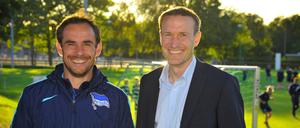 Michael Hartmann und Andreas Schmidt, Ex-Profis von Hertha BSC. 