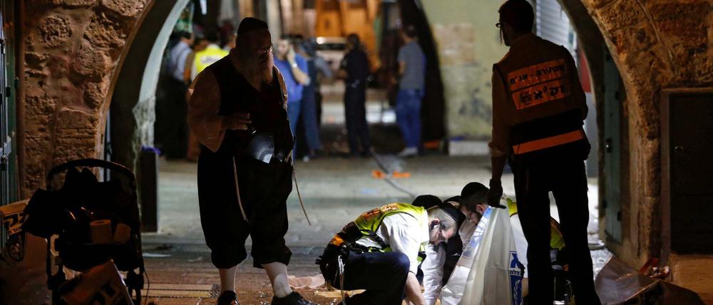 Zwei Menschen starben am Samstag bei einer Messerattacke, anschließend erschoss die Polizei den Angreifer: der Tatort in der Jerusalemer Altstadt.