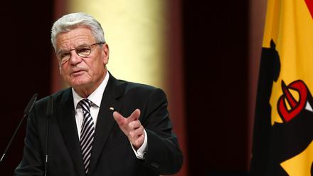 Bundespräsident Joachim Gauck bei seiner Ansprache zum Tag der Deutschen Einheit in der Alten Oper in Frankfurt am Main.