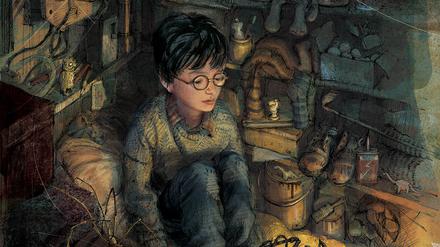 Harry Potter ist zurück - gemalt und gezeichnet von Jim Kay. Mit "Harry Potter und der Stein der Weisen" von J. K. Rowling (Carlsen Verlag, Hamburg 2015, 256 Seiten. 24,99 Euro) startet erstmals eine Reihe illustrierter Potter-Bände. Es könnten die Bücher der zweiten Generation Potter werden. Das Bild zeigt Harry Potter im Haus der Dursleys im Ligusterweg 4 unter der Treppe.