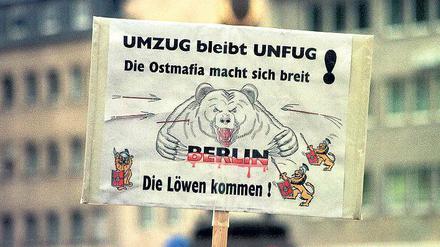 Schlachten von gestern. So massiv wie in früheren Jahren ist der Widerstand gegen einen Komplettumzug der Bundesregierung auch in Bonn schon lange nicht mehr – hier ein Foto von einer Demonstration 1996. 