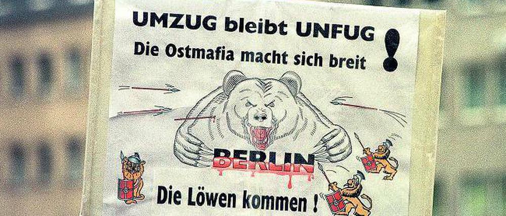 Schlachten von gestern. So massiv wie in früheren Jahren ist der Widerstand gegen einen Komplettumzug der Bundesregierung auch in Bonn schon lange nicht mehr – hier ein Foto von einer Demonstration 1996.