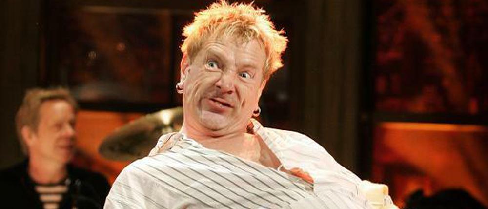 English Singer John Lydon on stage.