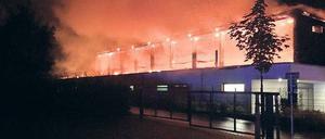 Die Turnhalle in Nauen,  in der Flüchtlinge untergebracht werden sollten.