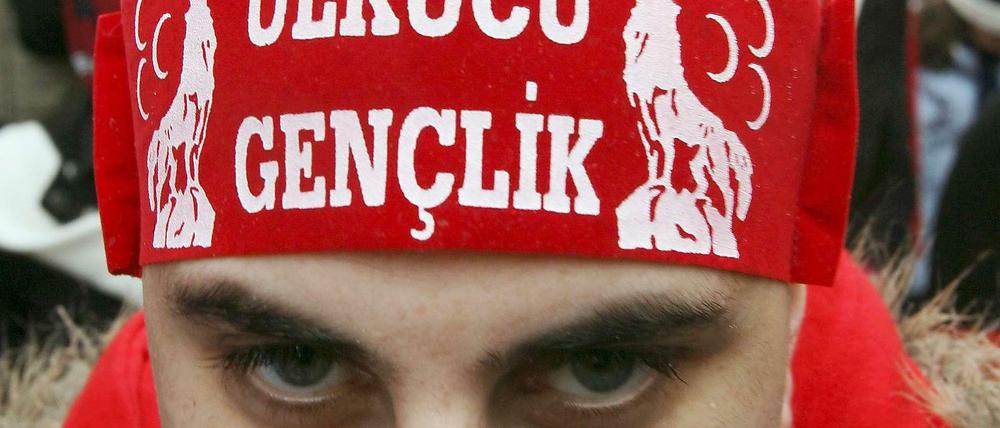 Anhänger der rechtsextremen, türkischen Graue Wölfe auf einer früheren Demo in Frankfurt (Main).