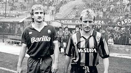 Erfolgreiche Gastarbeiter. Rudi Völler (links) und Andreas Brehme.