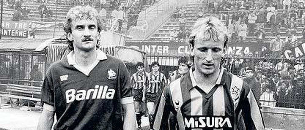 Erfolgreiche Gastarbeiter. Rudi Völler (links) und Andreas Brehme.