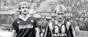 Erfolgreiche Gastarbeiter. Rudi Völler (links) und Andreas Brehme.