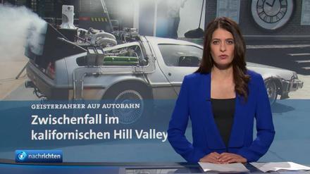 Mit einer Sondersendung würdigte die "Tagesschau" mit Sprecherin Linda Zervakis den Film "Zurück in die Zukunft", der am 21. Oktober 2015 spielt.
