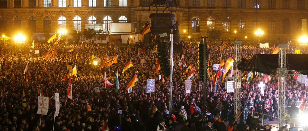 Reden voller Hass. Pegida-Kundgebung am Montag in Dresden.