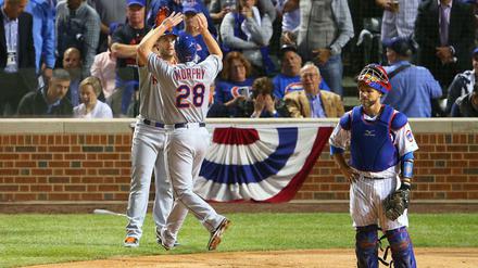 Wieder mal jubeln die anderen in Chicago. Die New York Mets mit Daniel Murphy stehen nach einem 4:0-Sweep gegen die Cubs in der World Series.