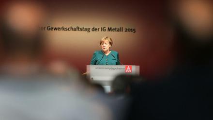 Kanzlerin Angela Merkel beim IG-Metall-Gewerkschaftstag in Frankfurt am Main.