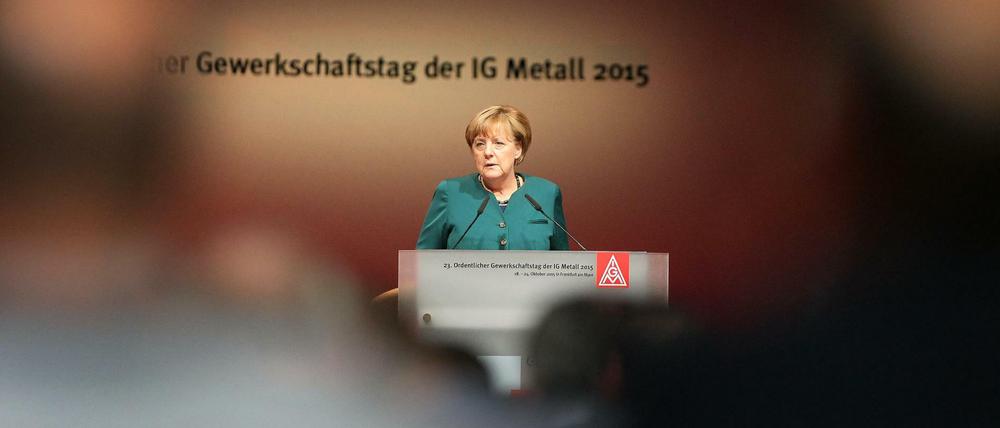 Kanzlerin Angela Merkel beim IG-Metall-Gewerkschaftstag in Frankfurt am Main.
