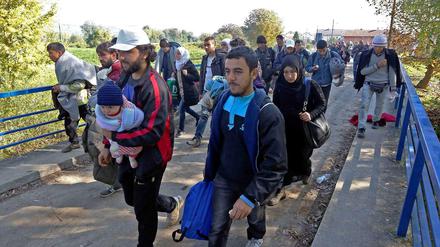Flüchtlinge an der kroatisch-slowenischen Grenze.