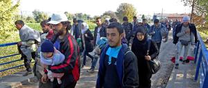 Flüchtlinge an der kroatisch-slowenischen Grenze.