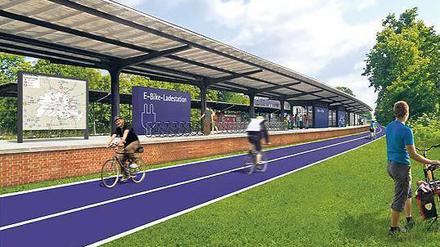 Zehlendorfer Vision. So könnte der „Fahrrad-Highway“ am S-Bahnhof Zehlendorf vorbeiführen.