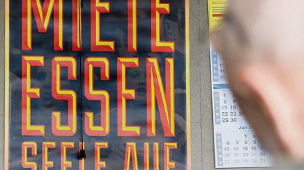 Ein Schild der Initiative Mieten-Volksentscheid, aufgenommen am Kottbusser Tor im Juni 2015.