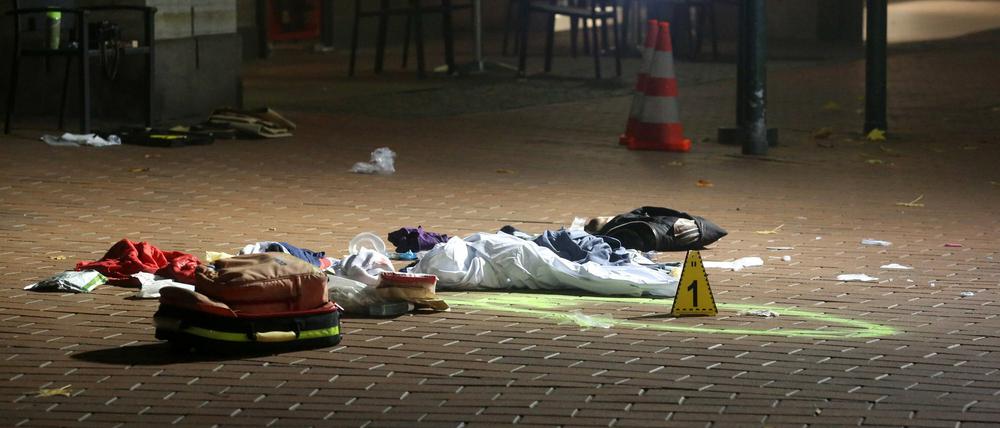 Das Foto zeigt den Tatort, an dem am Montag in Gronau (Nordrhein-Westfalen) ein Polizist einen Mann erschossen hat.