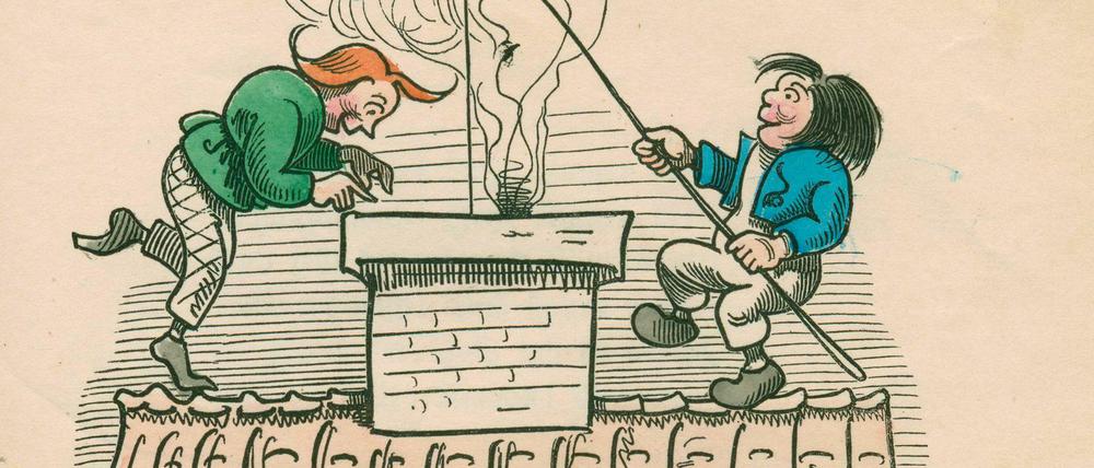 Schwuppdiwupp! Eine der bekanntesten Szenen aus der Originalausgabe von "Max und Moritz".