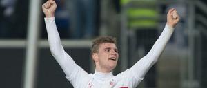 Stuttgarts Timo Werner jubelt nach dem Tor zum 2:0 Endstand.