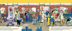 Geschichten aus der U-Bahn. Vom Rathaus Neukölln bis zur Berliner Straße folgt der Betrachter in Sabine Knaufs Bilderbuch Mücke, Floh und den anderen Fahrgästen, über die man von Bild zu Bild mehr erfährt. Ein Wimmelbuch, das zum Erzählen anregt. 
