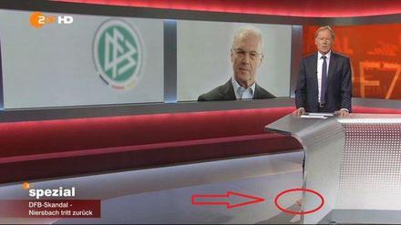 In eigener Sache: Das ZDF stellte nach dem "ZDF-Spezial" zum Rücktritt von Wolfgang Niersbach selbst ein Bild von Moderator Wolf-Dieter Poschmann ohne Strümpfe und Schuhe via Twitter ins Netz.