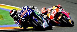 Jorge Lorenzo (l.) vor Marc Marquez, der sich mit Platz zwei begnügte.