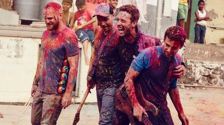 Die Band Coldplay mit Sänger Chris Martin (2. v. r.)
