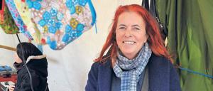 Barbara Glahe auf dem Neuköllner Stoffmarkt.