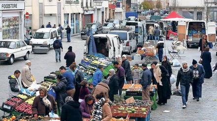 Ein Marktstand in Molenbeek.