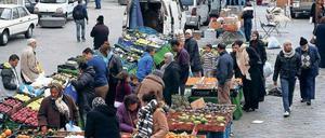 Ein Marktstand in Molenbeek.