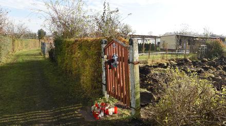 Das Grundstück in einer Kleingartenkolonie in Luckenwalde (Brandenburg), auf dem die Leiche des ermordeten Elias entdeckt wurde. 