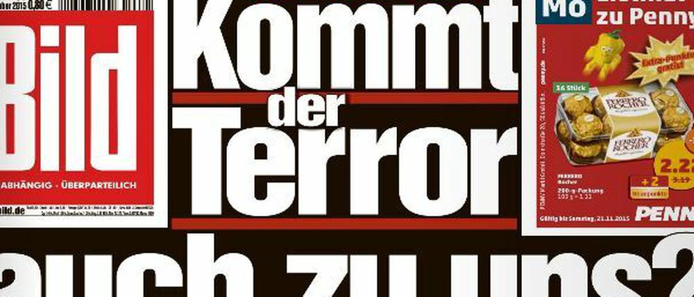 Die "Bild"-Zeitung berichtete in ihrer Ausgabe am Montag über die Anschläge in Paris und zeigte die Toten im "Bataclan". 